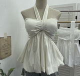 Real Shooting Pure Lust Wind Hanging Neck Tie With Chest Vest With Chest Skirt Swing Thin Wrapped Chest Sleeveless Top 9131