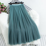 Big Swing Net Dress 2025 Autumn And Winter New Female A Word 20 Pieces Of Splicing Yarn Skirt In The Long Skirt Skirt Umbrella Skirt