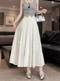 New Spring And Summer Korean Version Of Comfortable Splicing Bow Half-Body Skirt High-Waisted Umbrella Skirt Skirt Skirt Skirt Skirt
