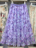 Net Yarn Half Dress Women's Autumn And Winter New High-Rise Thin Three-Dimensional Flower Embroidery Slid A Word Swing Skirt Dress Skirt