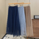 Autumn And Winter Planting Velvet Small Wave Dot Fairy Long High-Waist Temperament Full Thin Half Skirt Dot Big Swing A Skirt