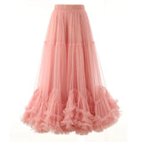 Multi-Layer Cake Dancing Net Dress In The Long Heavy Industry Half-Body Skirt Wood Ear A-Word Swing Ponum Skirt Yarn Skirt