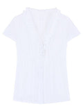 French Retro Lotus Side Short-Sleeved Shirt Woman 2026 Summer New White Chic Waist Thin Shirt Top