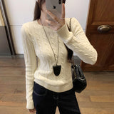 Mahua Texture Shoulder Knitted Bottom Shirt Women's Autumn And Winter 2025 New Korean Senior Sense College Style Coat