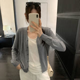 Great-Looking V-Neck With Thin Long-Sleeved Knitted Shirt Coat Woman 2025 New Loose Lazy Morning Autumn Top