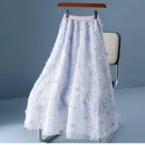 Three-Dimensional Broken Flower Skirt Fairy Fairy Summer Mesh 2025 New High-Waist Yarn Skirt Medium Long Mesh Skirt