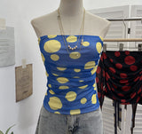 Real Shooting Holiday Storm Spot Bump Color Mesh Strapped Braped Vest Female Summer Dew Back Hottie Top 8085