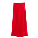 2025 Autumn New Women's Fashion Silk Silk Texture Feel Flute Multi-Colored Skirt 8338537