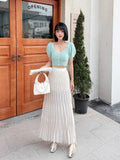 New 100-Fold Skirt Mid-Long Umbrella Skirt Wave Folding Skirt High Waist-High Body Dress