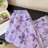 2025 New French Heavy-Bry Light Slative Three-Dimensional Flower Mesh Dress Women High-Waist A Word Loose Umbrella Skirt