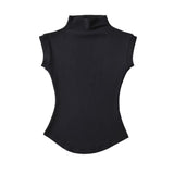 Thai-Style Solid-Colored Elastic Arc Waist-Side Vest T-Shirt Girl With Pure Desire To Ultra-Short-Sleeved Half-Necked Ants Waist T