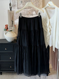 Pearl Yarn Dress Gentle Wind Folded Texture High Waist Half-Body Dress Woman 2025 Spring And Summer New Umbrella Skirt Cake Skirt