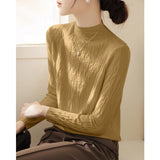 High-Grade Gray Half-High Collar Wool Texture Inside The Knitted Bottoming Shirt Women's Autumn And Winter High-End Super-Good-Looking Sweater