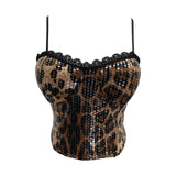 Real Shot With Chest Pad Lace Lace Sling Vest Sexy Short Leopard Patty Bra Wrapping Bra 8703