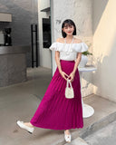 New 100-Fold Skirt Mid-Long Umbrella Skirt Wave Folding Skirt High Waist-High Body Dress