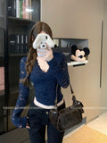 Light-Cooked Wind Sexy V-Neck Lace Hollow Bottoming Shirt Woman 2026 Spring And Autumn Hong Kong Hottie Repair Long-Sleeved Tops