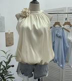 Real Shooting French Gold Wind Hanging Shoulder Waistcoat Woman Design Feel Sleeveless Bud Top Loose Shirt 1170