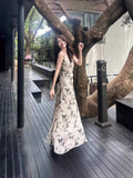 Clear Cold Water Ink Butterfly Sling Dress Women 2026 Summer New French Chic Body-Repair Temperament Long Dress
