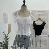 Real Shot Lace Spliced Fish Bone Girded Waist Sling Vest Female Summer With Chest Pad Wearing Rope Strap Bra Blouse 2863
