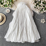Design Sense Of Irregular Folding High Waist Half-Dress Woman 2025 Summer New Set Of Meat Display Skinny Swing Dress