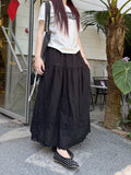 Heavy Industry Hollow Embroidery Big Swing Dress Women's Spring 2026 New High-Waist A Word Loose Fashion Skirt