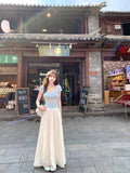 Purple Yarn Yarn Skirt Half Dress Girl Summer High Waist Big Folding A Word Dress Pendant Long Skirt