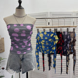 Real Shooting Holiday Storm Spot Bump Color Mesh Strapped Braped Vest Female Summer Dew Back Hottie Top 8085