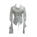 Spring And Autumn New ñÞÖåü]ÐÎ ïÎ Empty Tidal With Long-Sleeved Shirt Bow Collar Top 2776