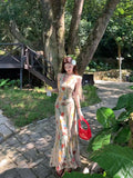 Vintage Oil Painting Small Man French Hanging Neck Pure Want To Collect Waist Thin Dress Female Senior Sense Slim Dress