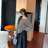 Lyselle Tiansin Han's Beautiful Round-Neck Striped Long-Sleeved T-Shirt Women's Autumn New High-End Non-Bolliion Shirt Blouse