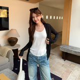 Korean Wearing A Tiansi U-Neck Thin Long-Sleeved T-Shirt Women's Autumn 2026 New Cold And Light-Lined Two-Piece Top