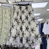 Gentle Wind Sweet Embroidered Flower Dress Girl Spring And Summer New Korean Version Of High-Waisted Sequin Mesh In The Long Skirt
