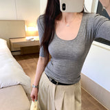 Especially Beautiful Thinch U-Neck Five-Sleeved T-Shirt Women's Summer 2026 New Popular Explosive Women's Top This Year