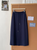 Casual Simple Solid Color High-Waisting Rope In The Long Thin Fashion Skirt Women's Autumn Bag A Skirt