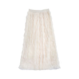 Wave Roll High-End Folded Half-Body Dress Women's Spring 2025 New High-Rise Thin Long A-Word Big Swing Yarn Skirt