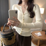 Button V-Neck Inside The Bottom Of The Knitted Shirt Women's Autumn And Winter 2025 New Unique Beautiful Gas Chic Repair Body