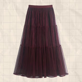 Classic Explosion Of Romantic French Mesh Fine Flashing Mesh Mesh Tight High-Waisted A-Shaped Skirt Fluffy Skirt New