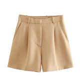 2025 Summer New Women's Clothing Fashion High-Waisted Folding Casual Shorts Women