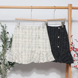 2025 New Autumn And Winter Lattice Coarse Flowers Of The Half-Body Skirt High Waist A Word-Bow Irregular Fishtail Skirt 8876
