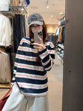 Korean Languid Wind Hit The Striped Striped T-Shirt Girl Early Autumn Thin Sunscreen Shirt Loose Casual Top