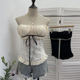 Real Shoots Of The Jacaranda With A Bow With A Bow Folded Breast Vest For A Summer With A Breast Pad Sleeveless Top 6168
