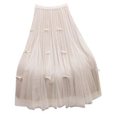 Dress Gentle Fairy Design Feeling Bow Net Autumn Winter Display Thin Waist Half Body Skirt 0883