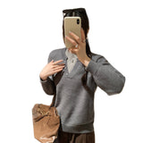 Early Autumn Unique Super Good Color Fake Two Long-Sleeved Knitted Shirt Women 2025 New Loose Thin Single Put On Clothes