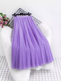 Big Swing Net Dress 2025 Autumn And Winter New Female A Word 20 Pieces Of Splicing Yarn Skirt In The Long Skirt Skirt Umbrella Skirt