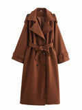 2025 Autumn New Women's Classic British Style Double Row Buckle Trousers Hair Coat Coat Woman