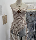 Star Embroidered Babes Style Print Tector Tector Tector Tector Vest Ribbon Short Sleeveless Top 1290