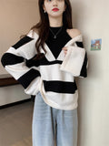 Fake Two Hanging Necks Long-Sleeved Sweater Women 2025 New Autumn And Winter Ocean Loose Thin Chic Top