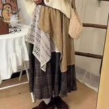 The New 2025 Autumn And Winter Stack Wears Two Layers Of Multi-Layered Splicing Retro Lattice A-Skirt