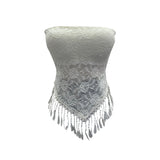 Real Shot With Chest Pad Anti-Slip Strip Tector Lace Wrapped Bra Tight Short Tid Lady Sleeveless Top Woman 1314
