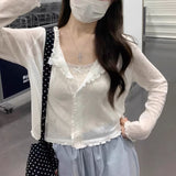 Korean Hollow Thin Sunscreen Knitted Women's Summer 2026 New Chic Loose Short-Sleeved Open-Shirt Top